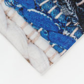 Motley Patchwork rug from denim jeans fabric, top フリースブランケット (角)