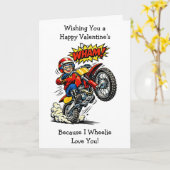 Moto Cross Wheelie Love You | Valentine's Day カード (黄色い花)