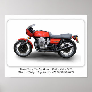 Moto Guzzi 850 Le Mans 1976オートバイ – A3サイズ ポスター