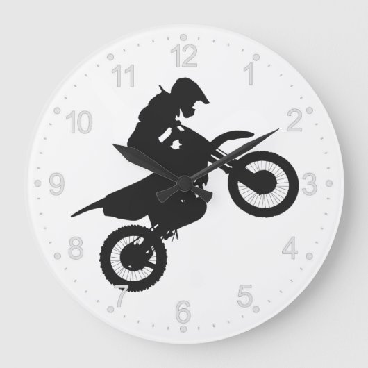 Motocrossドライバ-背景色を選択 ラージ壁時計 (正面)