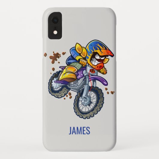 Motocrossライダーカートゥーパーソナライズされたン名 |スポーツ Case-Mate iPhoneケース (裏面)