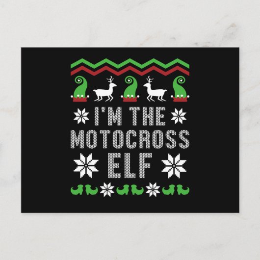 Motocross Elf Motorcycle Ugly Christmas Biker Gift ポストカード (正面)