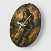 Motocross Funny Mona Lisa Dirt Bike Rider Gift ラージ壁時計 (傾斜)
