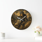 Motocross Funny Mona Lisa Dirt Bike Rider Gift ラージ壁時計 (ホーム)