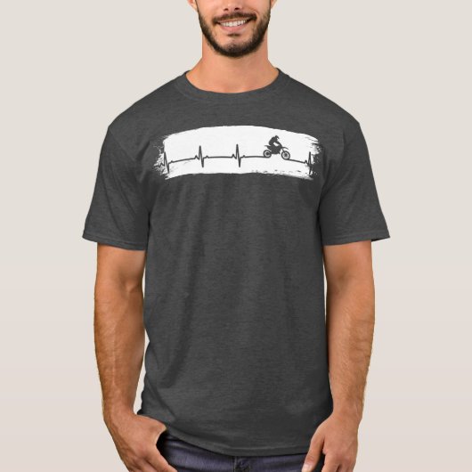 Motocross Heartbeat Enduro Bike Motorrad Tシャツ (正面)