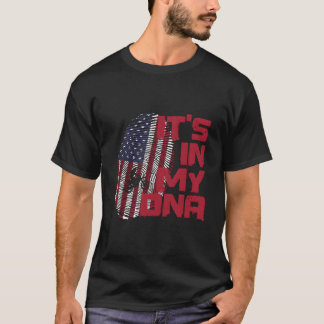 Motocross In Dna Fingerprint American Patriot 4Th  Tシャツ