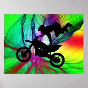 Motocross in Spider サイケデリック Web ポスター