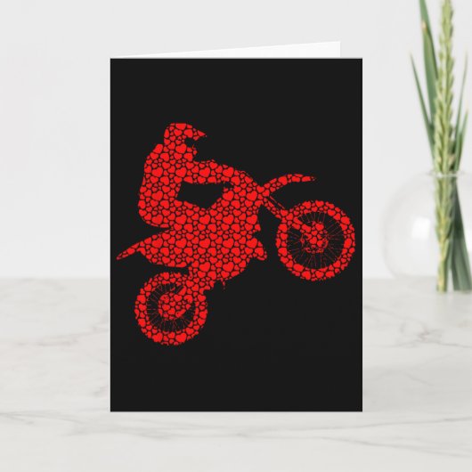 Motocross Lovers Valentine Hearts Love Dirt Bike S カード (正面)