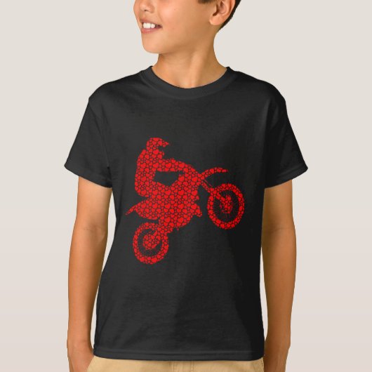 Motocross Lovers Valentine Hearts Love Dirt Bike S Tシャツ (正面)
