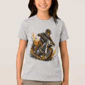Motocross Rider Power Sliding Through Mud トライブレンドＴシャツ (正面)