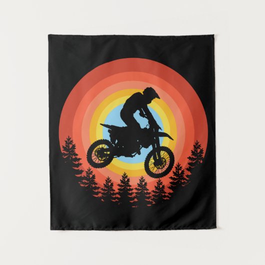 MOTOCROSS RIDER VINTAGE SUNSET  タペストリー (正面)