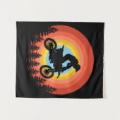 MOTOCROSS RIDER VINTAGE SUNSET  タペストリー (正面(横))
