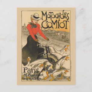 Motocycles Comiot France Vintage Poster 1899 ポストカード