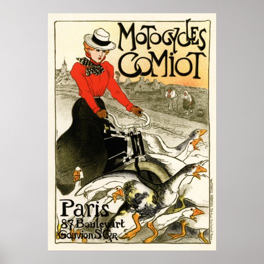 Motocycles Comiot、Steinlen ポスター (正面)