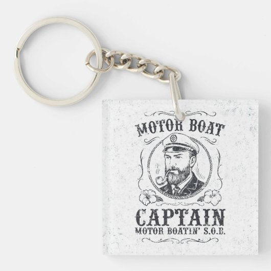 Motor Boat Captain Funny Pontoon Boating キーホルダー (正面)