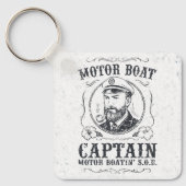 Motor Boat Captain Funny Pontoon Boating キーホルダー (正面)