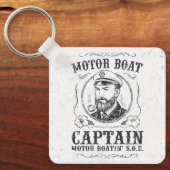 Motor Boat Captain Funny Pontoon Boating キーホルダー (正面)