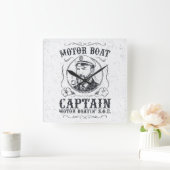 Motor Boat Captain Funny Pontoon Boating スクエア壁時計 (ホーム)