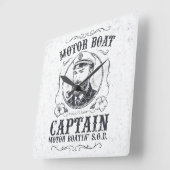 Motor Boat Captain Funny Pontoon Boating スクエア壁時計 (傾斜)