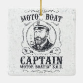 Motor Boat Captain Funny Pontoon Boating セラミックオーナメント (裏面)