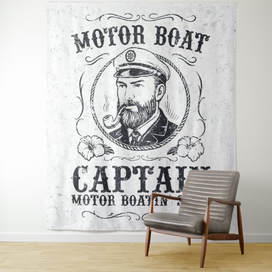 Motor Boat Captain Funny Pontoon Boating タペストリー (インサイチュ)