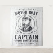 Motor Boat Captain Funny Pontoon Boating タペストリー (正面)