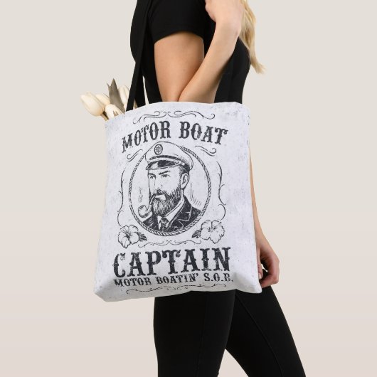 Motor Boat Captain Funny Pontoon Boating トートバッグ (クローズアップ)
