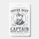 Motor Boat Captain Funny Pontoon Boating バッジ (裏面)