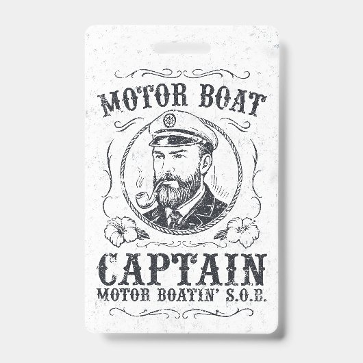 Motor Boat Captain Funny Pontoon Boating バッジ (正面)