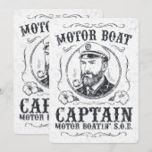 Motor Boat Captain Funny Pontoon Boating 招待状 (正面/裏面)
