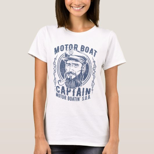 Motor Boat Captain Funny Pontoon Boating Motor Boa Tシャツ (正面)