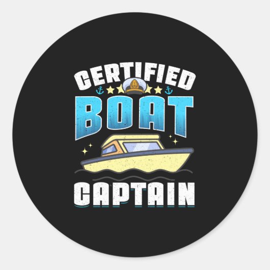 Motor boats captain speed boat owner motorboat ラウンドシール (正面)