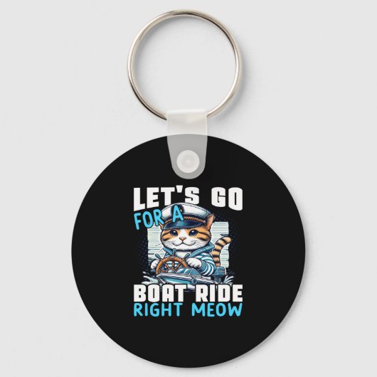 Motor boats cat captain speed boat owner cats キーホルダー (正面)