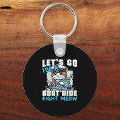 Motor boats cat captain speed boat owner cats キーホルダー (正面)