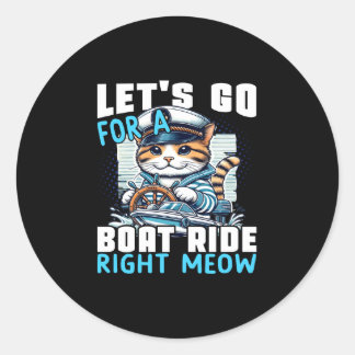 Motor boats cat captain speed boat owner cats ラウンドシール
