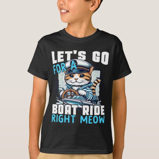 Motor boats cat captain speed boat owner cats tシャツ (正面)