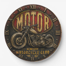Motor Motorcycle Club Vintage Biker Garage Decor ペーパープレート