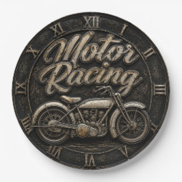 Motor Racing Vintage Motorcycle Garage Decor Retro ペーパープレート