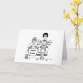 Motorbike and Sidecar Wedding カード (黄色い花)