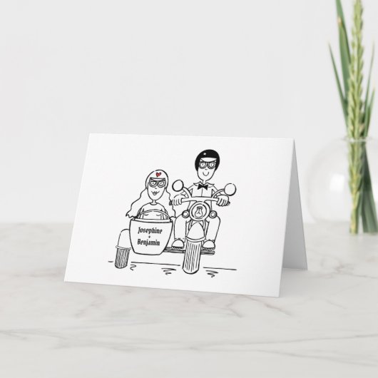 Motorbike and Sidecar Wedding カード (正面)