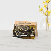 Motorbike in Ancient Valbonne France Birthday カード (黄色い花)