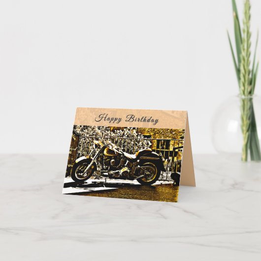 Motorbike in Ancient Valbonne France Birthday カード (正面)