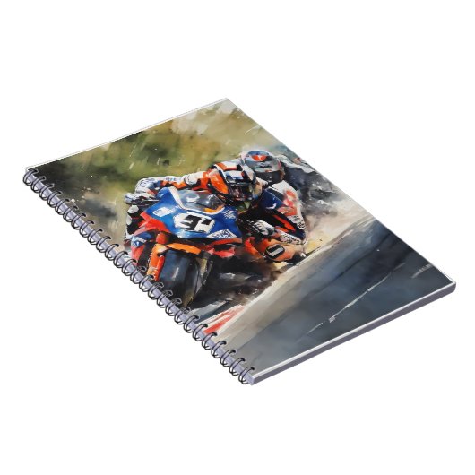 Motorbikes, High-Speed Cornering Action ノートブック (右側)