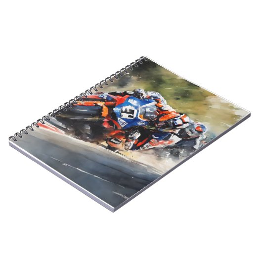 Motorbikes, High-Speed Cornering Action ノートブック (左側)