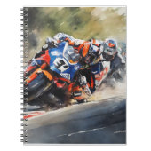Motorbikes, High-Speed Cornering Action ノートブック (正面)