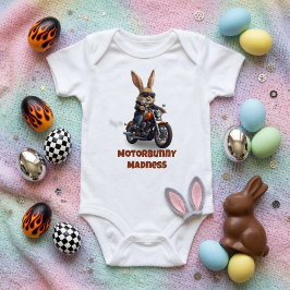 Motorbunny Madness - Cute Biker Rabbit Motorcycle ベビーボディスーツ