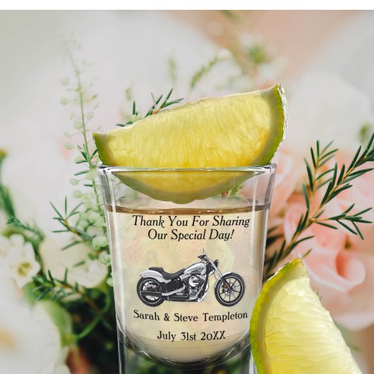 Motorcycle 結婚's Thank You Date Names ショットグラス