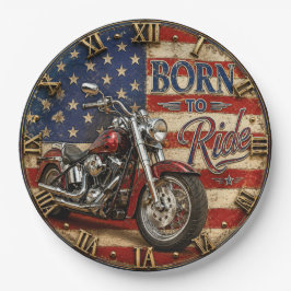 Motorcycle American Flag Biker Decor ペーパープレート