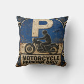 Motorcycle Biker Garage Decor Rustic Man Cave Wall クッション (裏面)