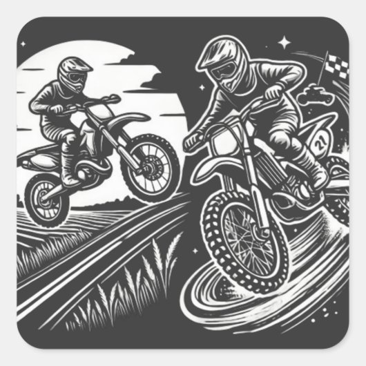 Motorcycle Biker Motocross Adventure Design スクエアシール (正面)